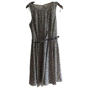 NWT Danny and Nicole Women's 10 Belted Leopard Print Sleeveless Dress Fit &Flare